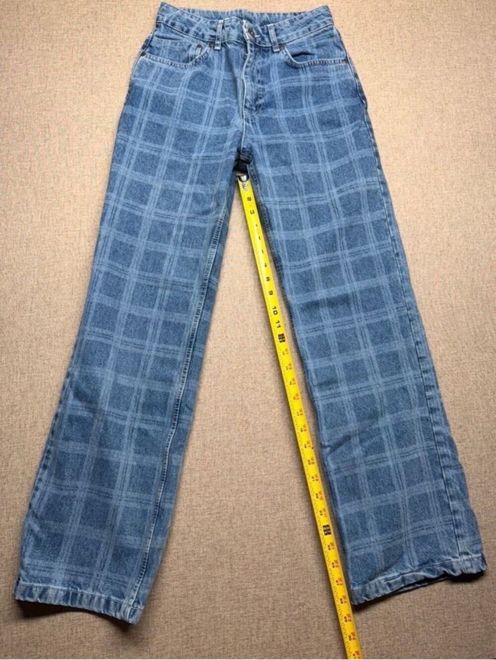 Ragged Jeans Women's Size 26 Plaid Wash Wide Leg Jeans Blue Denim